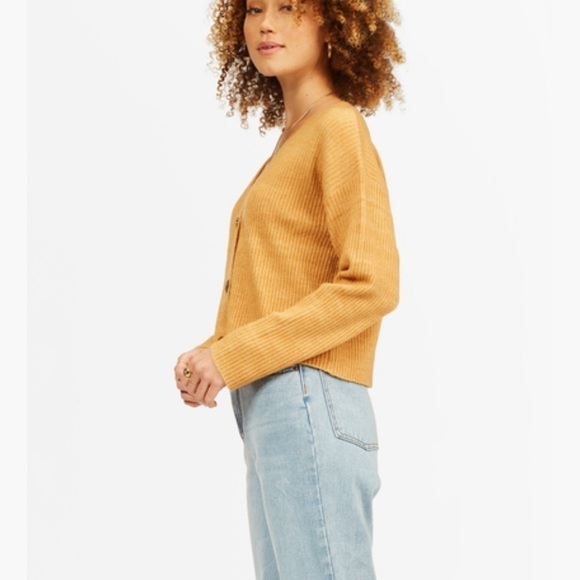 NWT Billabong Match Set V Neck Cardigan / gold dust - Picture 3 of 8